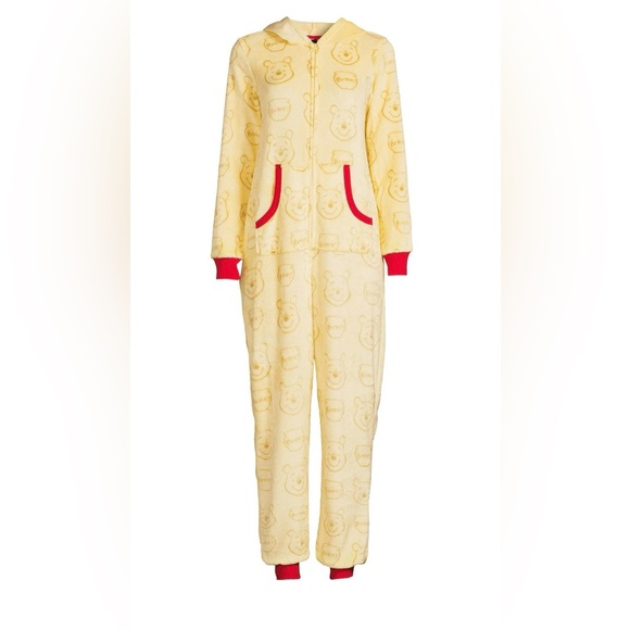 Disney Winnie the Pooh Yellow Hooded Sleepwear with Red Accents - Picture 5 of 13